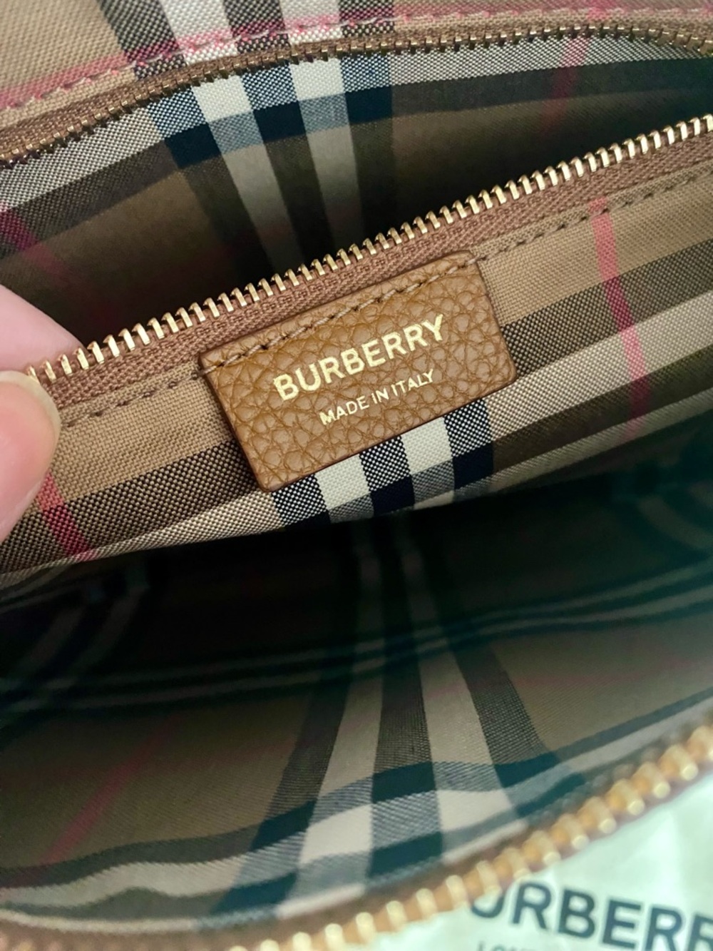 Burberry All Soft Large Tan Leather Half Moon Crossbody Sling Bag NWT - Picture 5 of 13